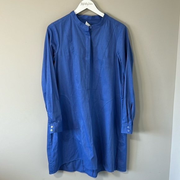 BOSS Hugo Boss Long Sleeve Shirt Dress Button Placket Blue Dust Sz M NEW - Picture 3 of 16
